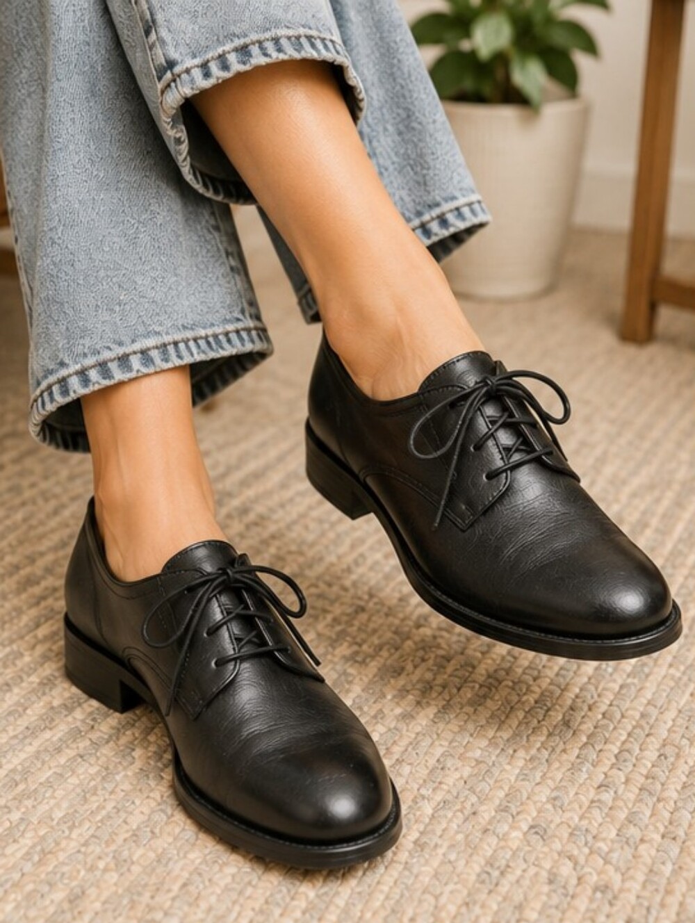 Frye Black Leather Lace-Up Oxford Shoes Women's Size 8M Leather Derby
